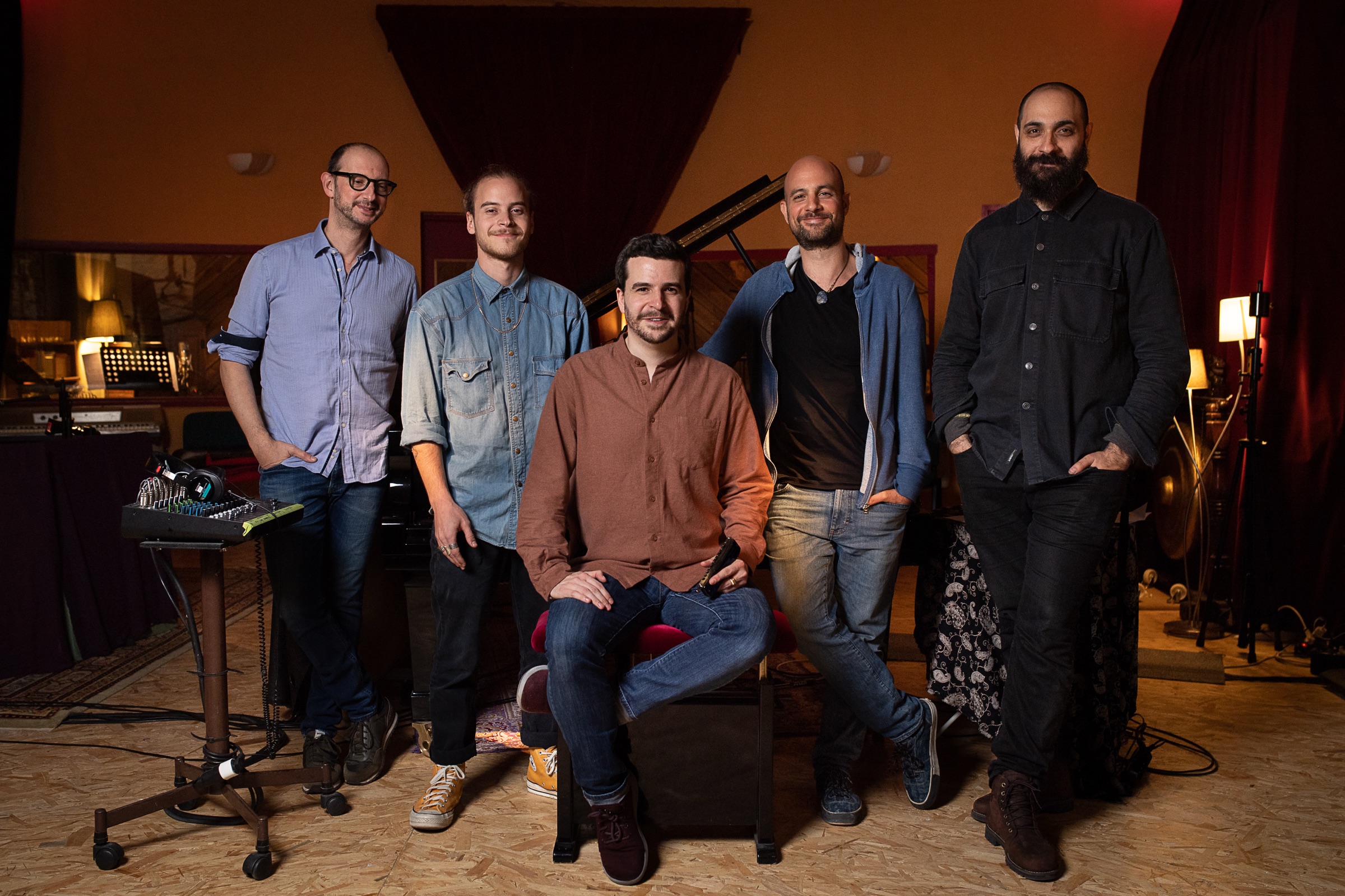 Roni Eytan with the Melody People band in the studio